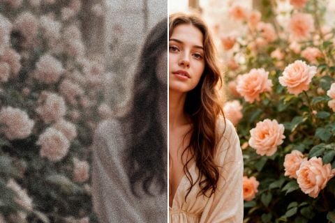 Портрет среди цветов